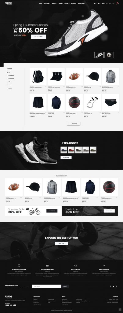 Porto is one of the best-selling Shopify eCommerce website templates 