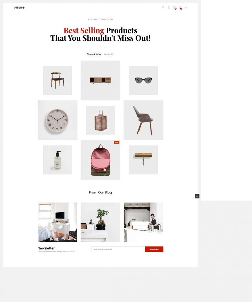 Unero is one of the best eCommerce website templates for Shopify - Best eCommerce Website Templates